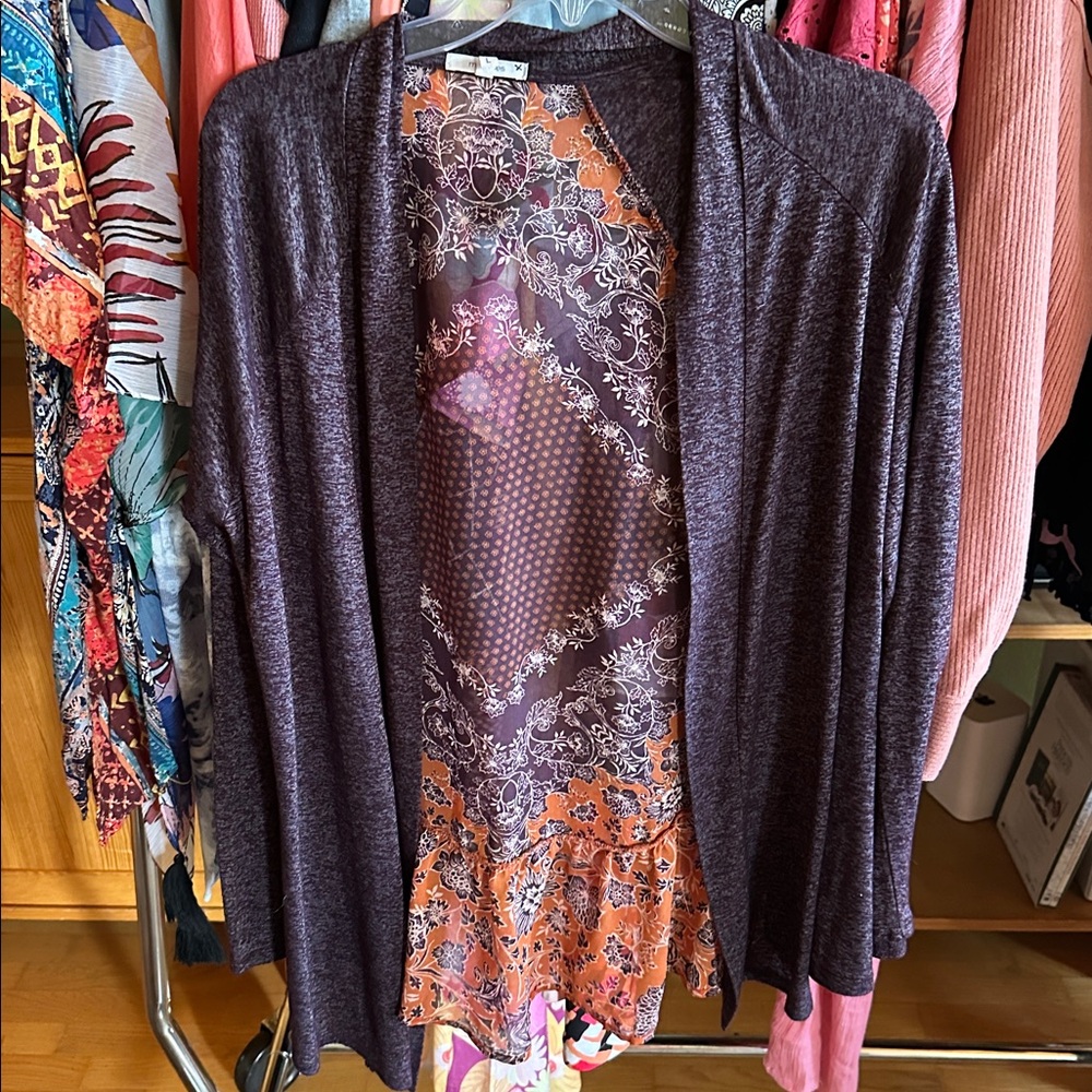 Maurices Purple Open-Front Cardigan